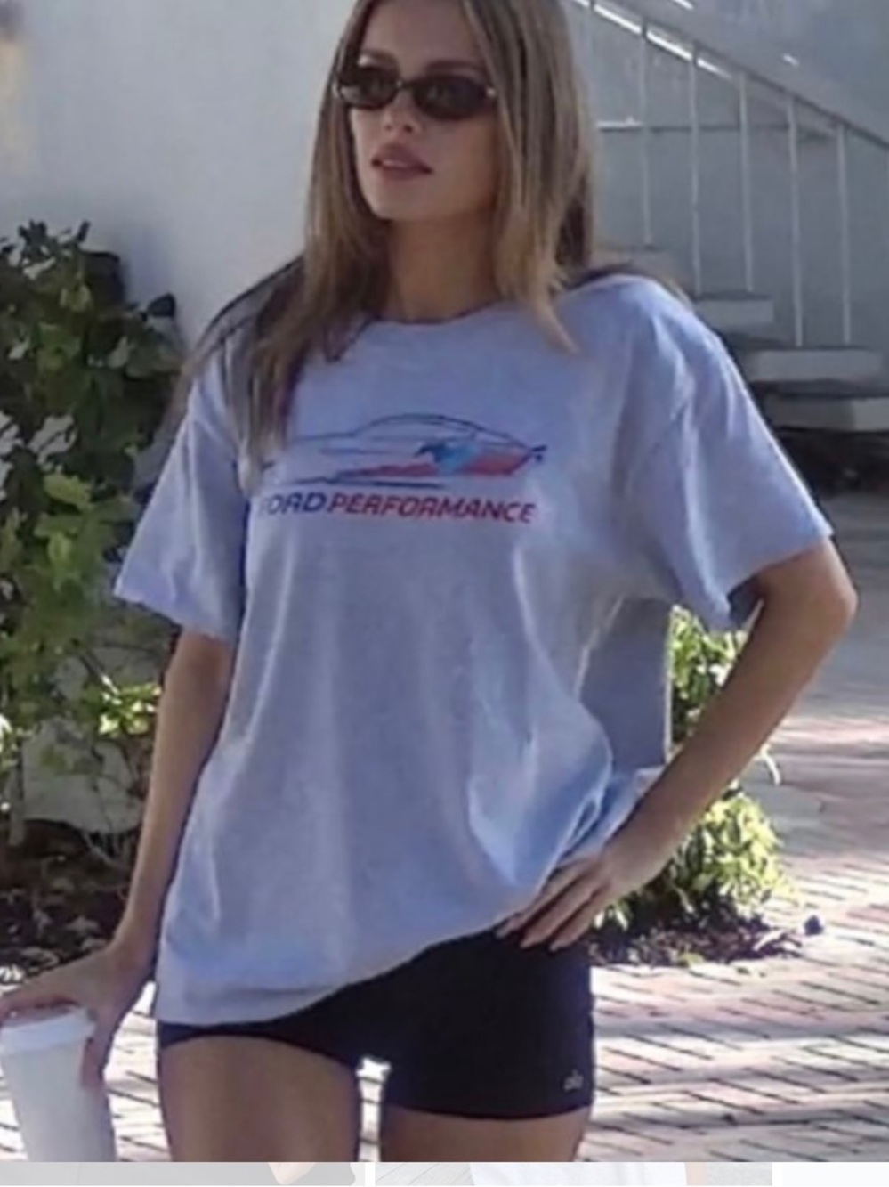 Ford Performance Car Horse Tee Shirt Gray Graphic  Short Sleeve L